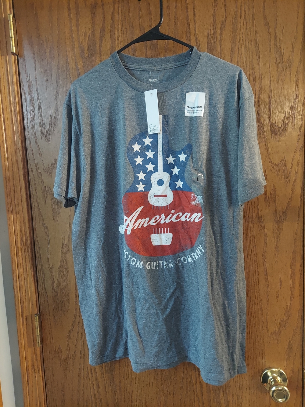 NWT Sonoma Goods For Life American Guitar Graphic Tee Gray Size Large